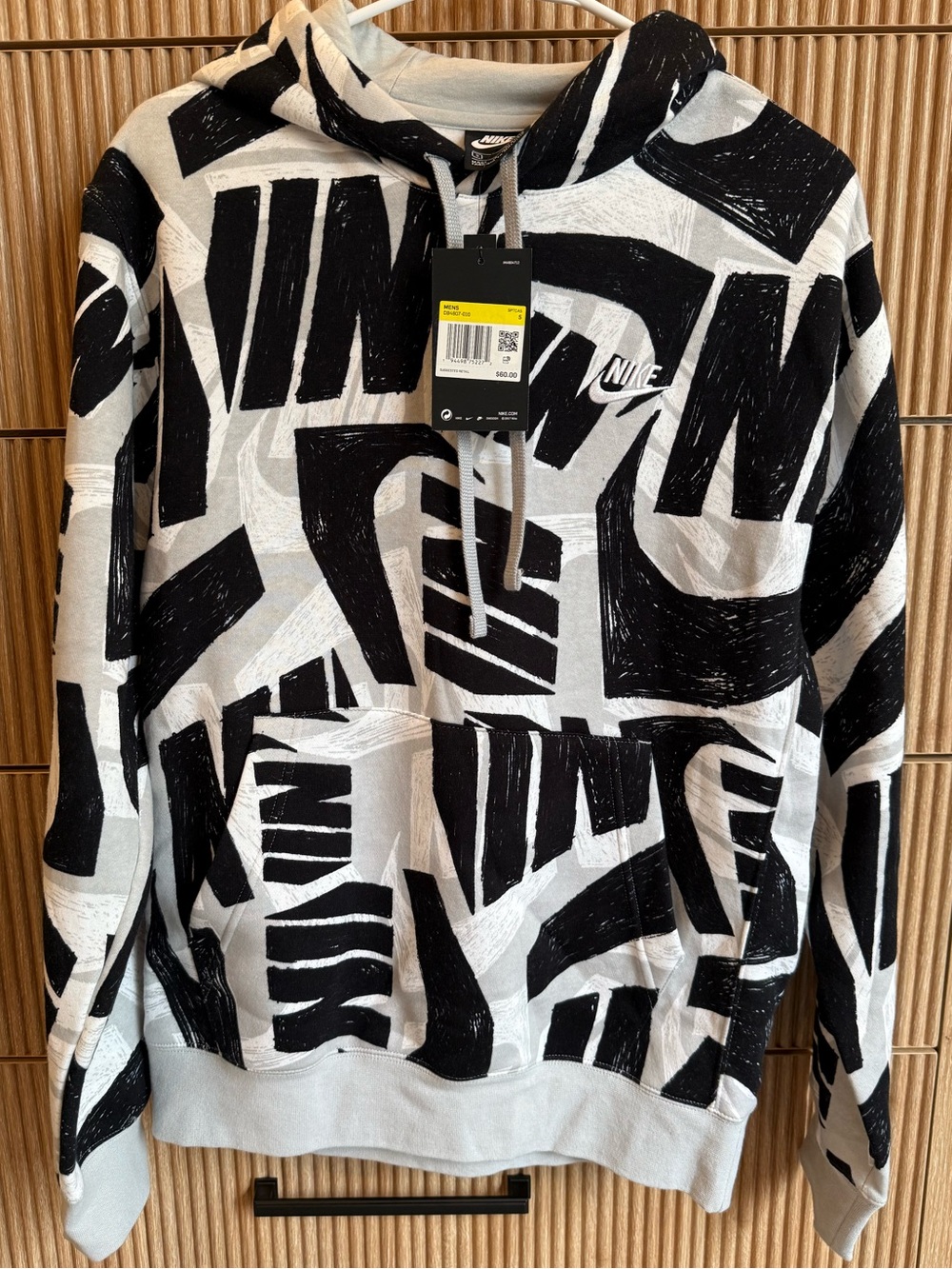 Nike Black and White Allover Logo Hoodie